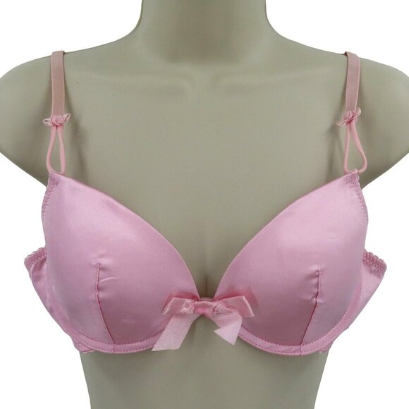 Dolce & Gabbana Womens 34B Solid Pink Satin Bow Coquette Bra Underwire Lined - Picture 1 of 16